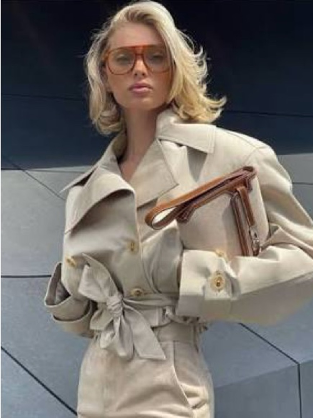 HELSA oversized cropped trench